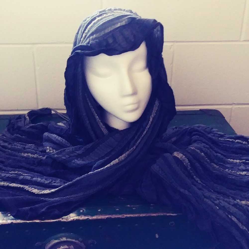 Fun Flowy Gray Textured Scarf or Shawl